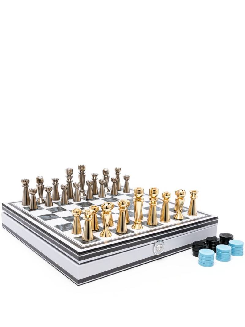 Versace Barocco-print wood chess set (41cm x 41cm) - White von Versace