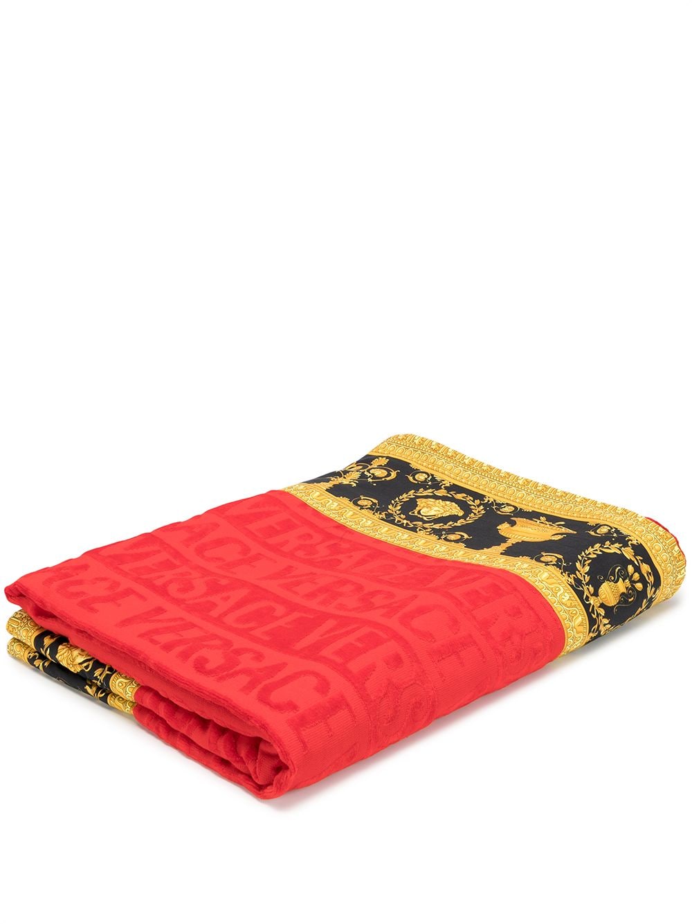 Versace Baroque trim beach towel - Red von Versace