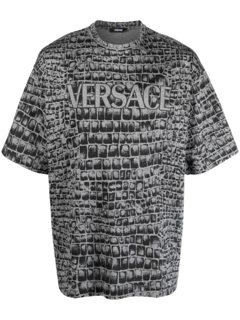 Versace Coccodrillo-print cotton T-shirt - Grey von Versace