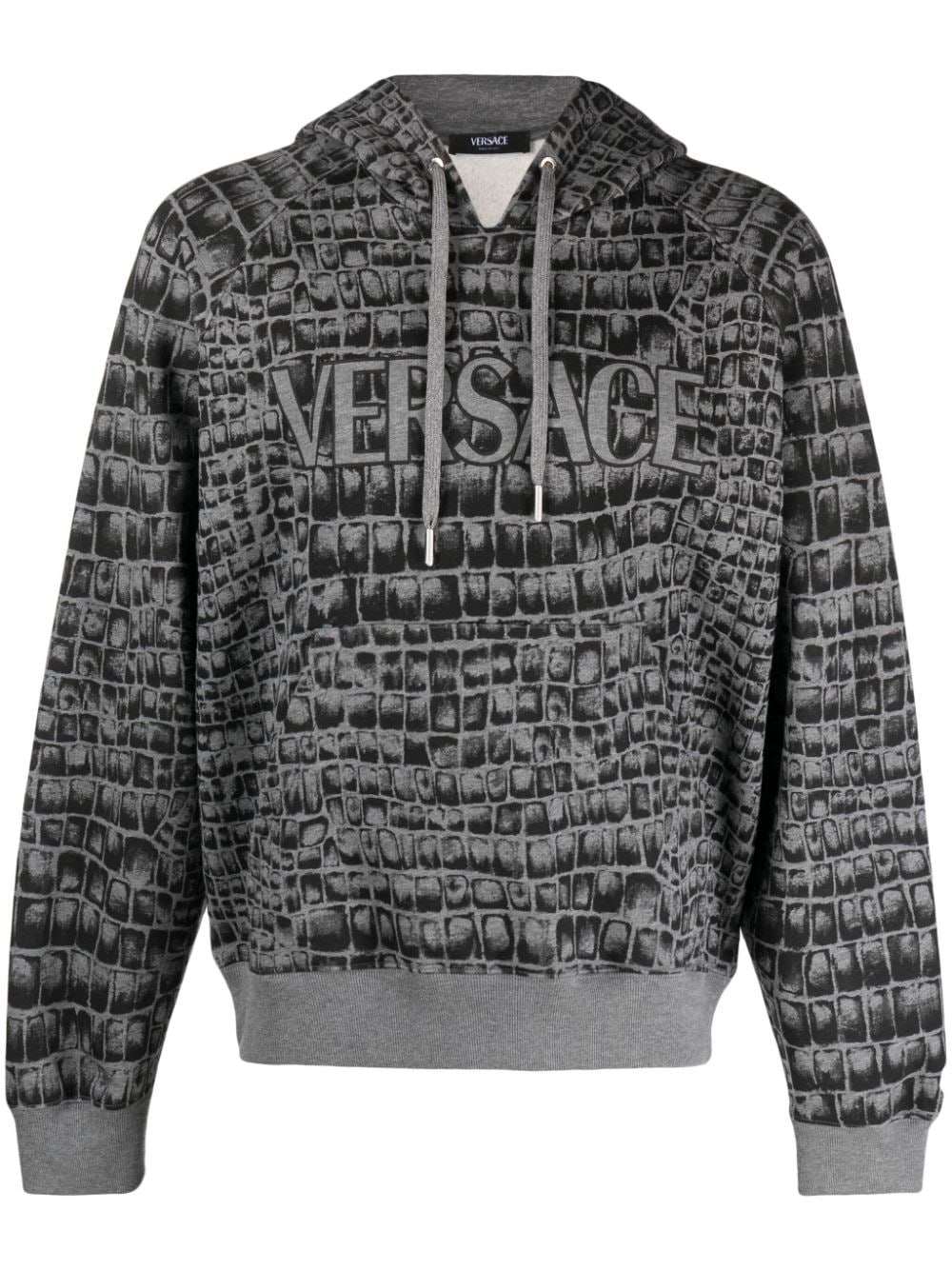 Versace Coccodrillo-print cotton hoodie - Grey von Versace