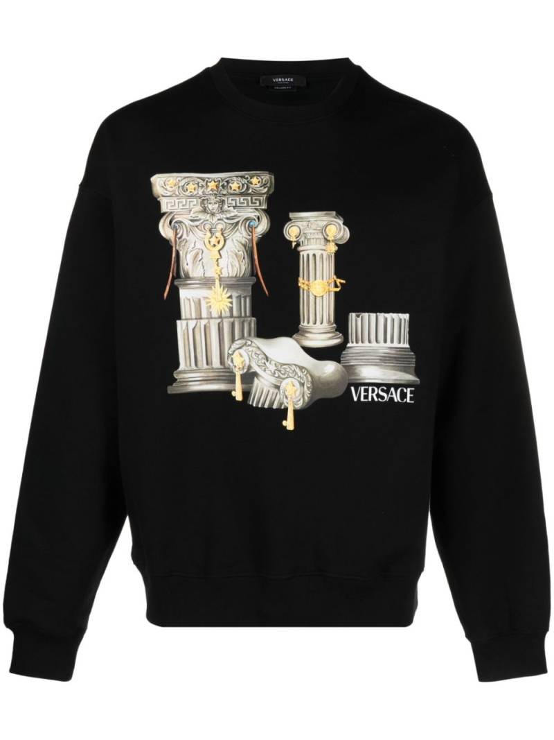Versace Columns-print cotton sweatshirt - Black von Versace