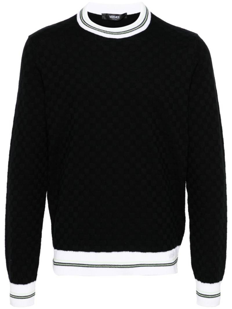 Versace Contrasto checkerboard-knit jumper - Black von Versace