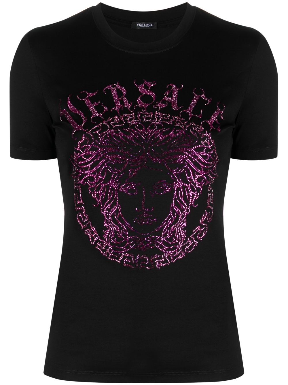 Versace Crystal Medusa logo cotton T-shirt - Black von Versace