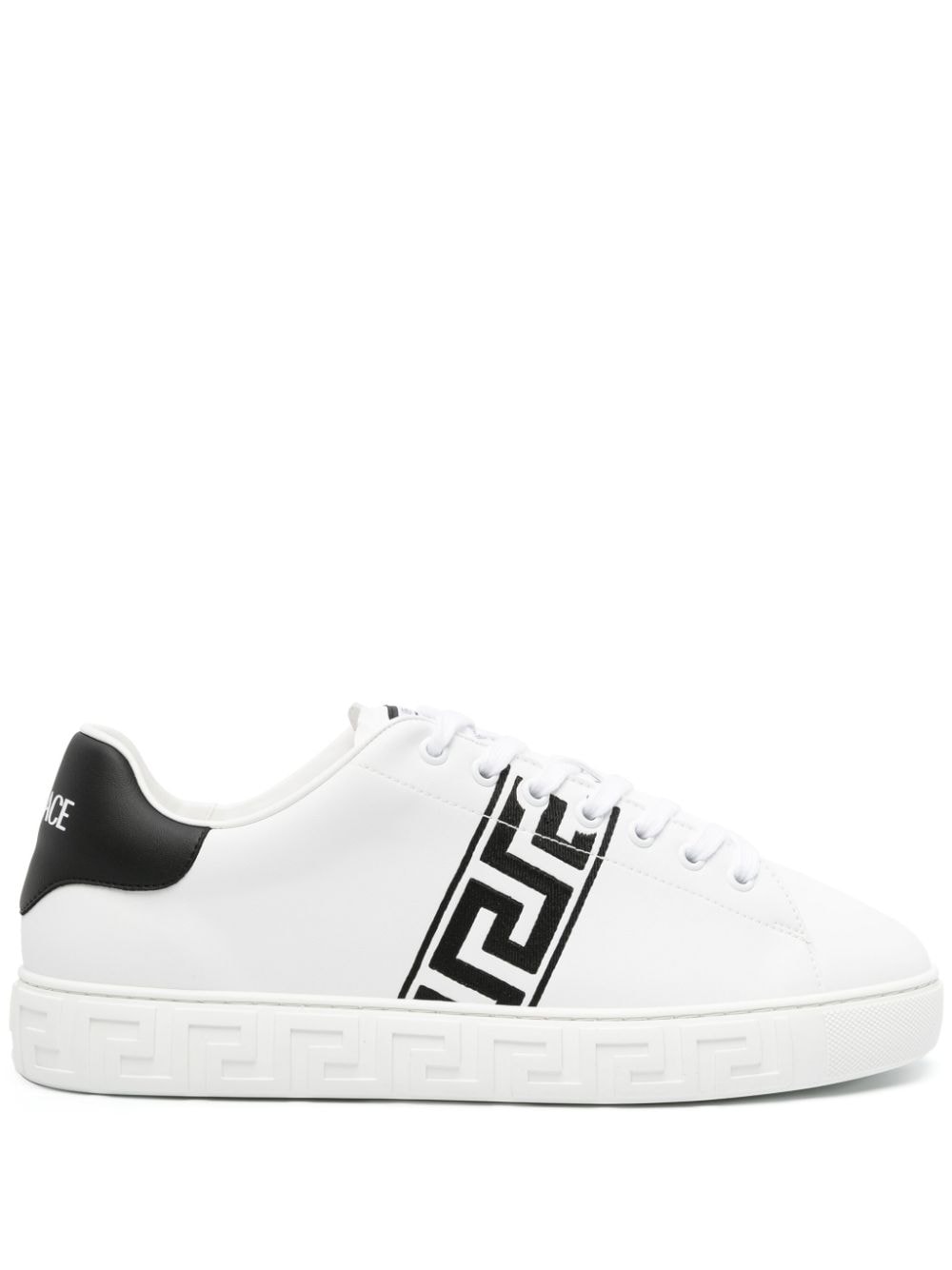 Versace Greca-embroidered leather sneakers - White von Versace