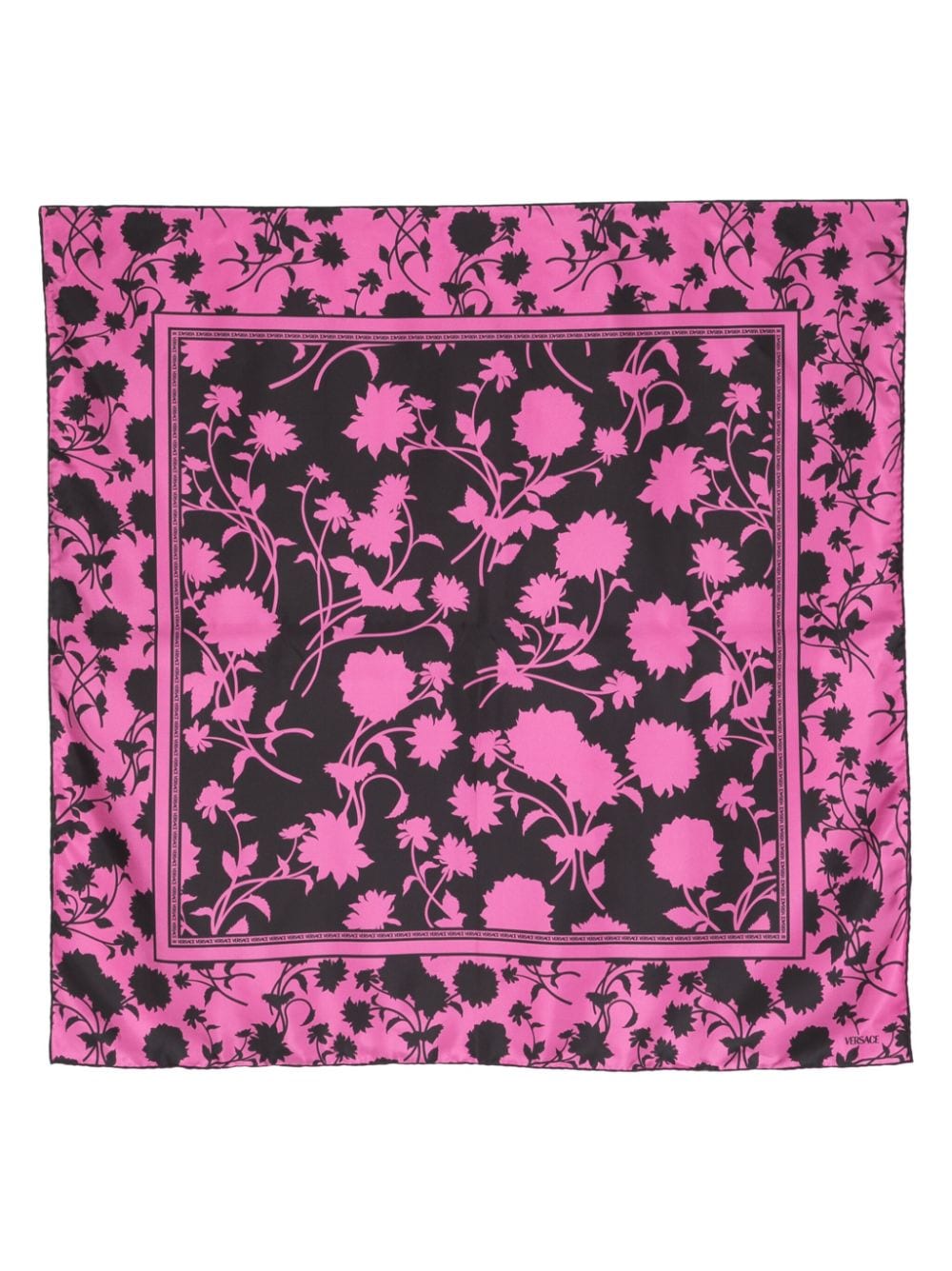 Versace Floral Silhouette-print silk foulard - Purple von Versace