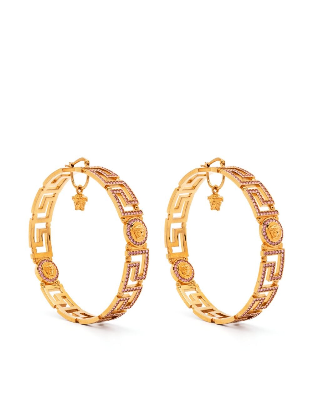 Versace Greca Tribute Medusa coin large hoop earrings - Gold von Versace