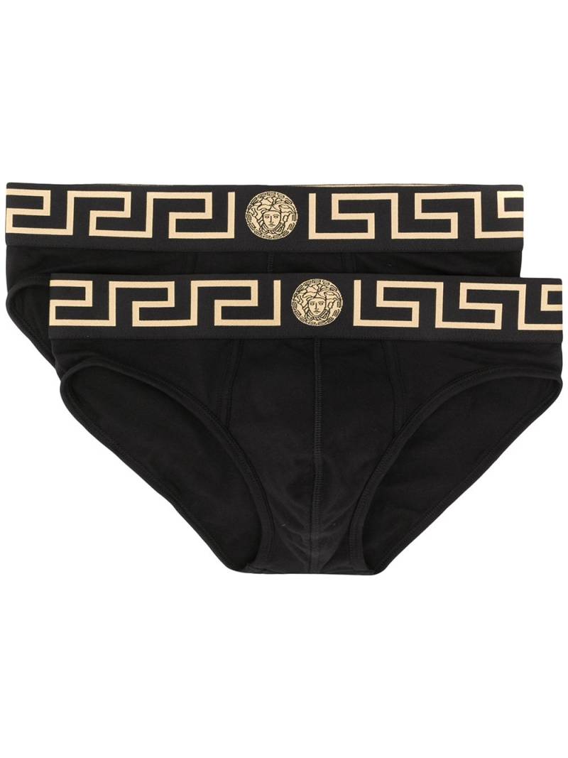 Versace Greca Border briefs (pack of two) - Black von Versace