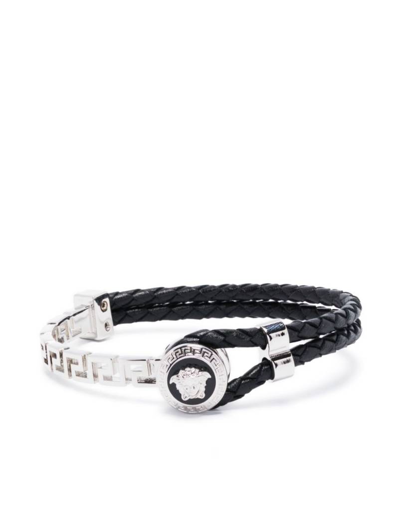 Versace Greca braided leather bracelet - Black von Versace
