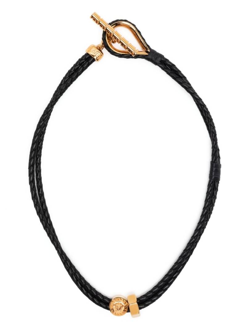 Versace Greca braided leather necklace - Black von Versace