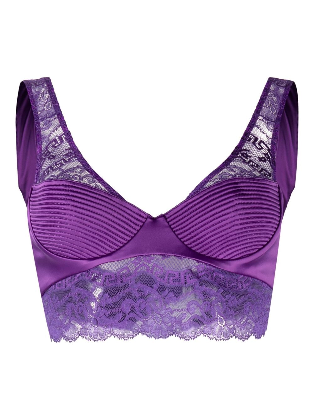 Versace Greca-detail lace brallete top - Purple von Versace