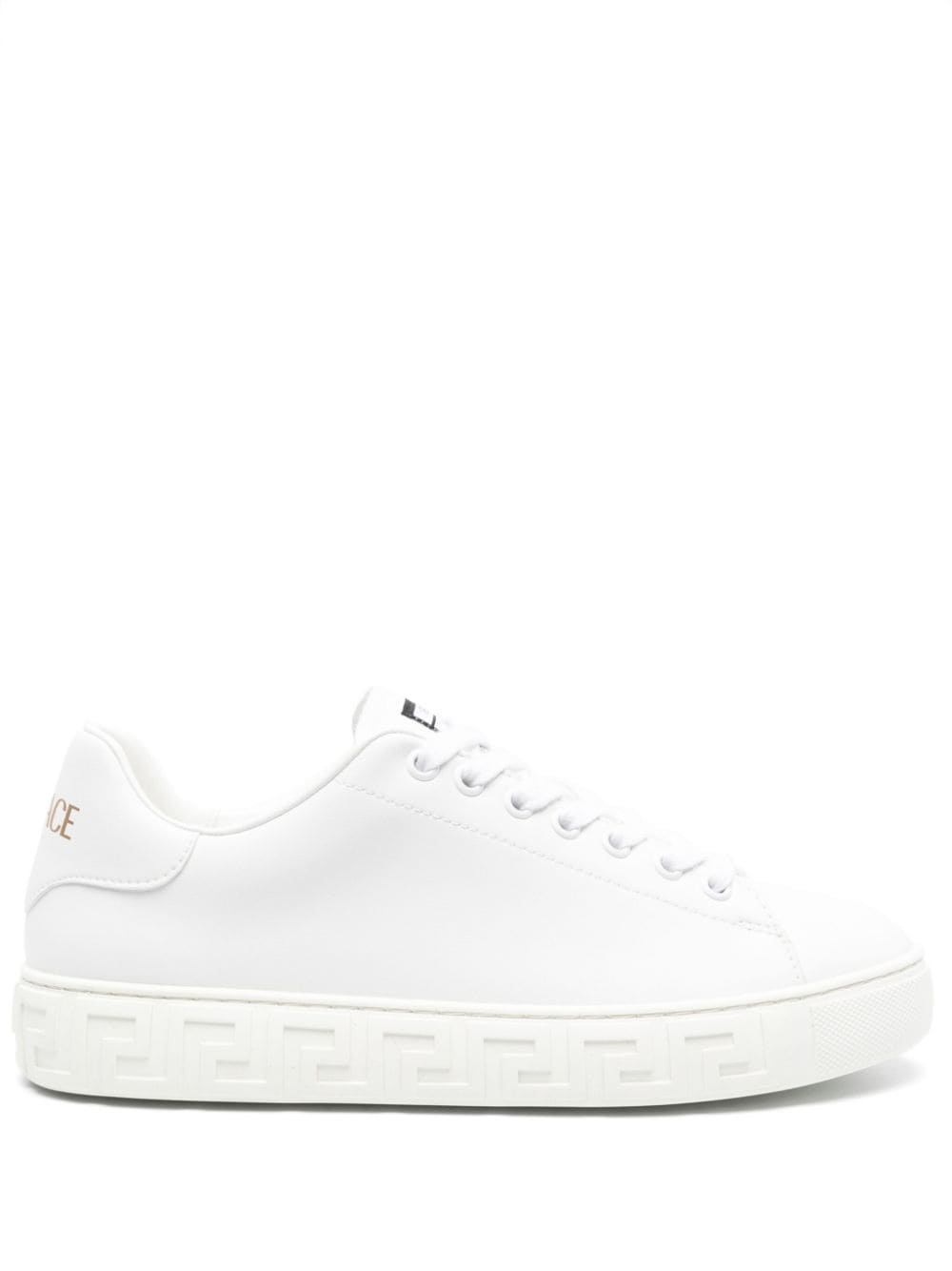 Versace Greca-embossed leather sneakers - White von Versace
