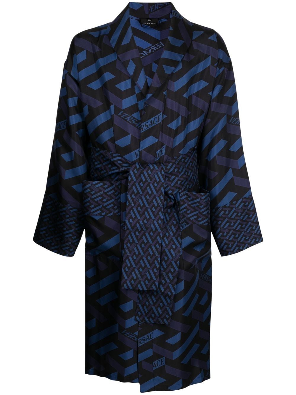 Versace Greca-pattern silk robe - Blue von Versace