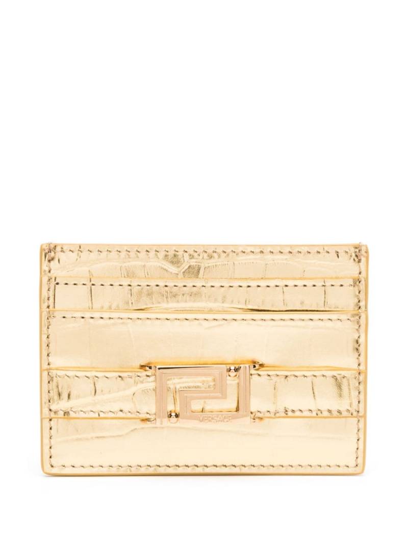 Versace Greca-plaque metallic-leather wallet - Gold von Versace