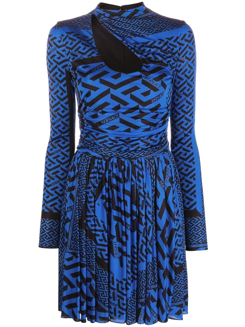 Versace Greca-print long-sleeve dress - Blue von Versace