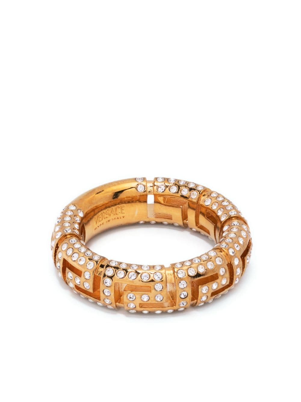 Versace Greca rhinestone-embellished ring - Gold von Versace