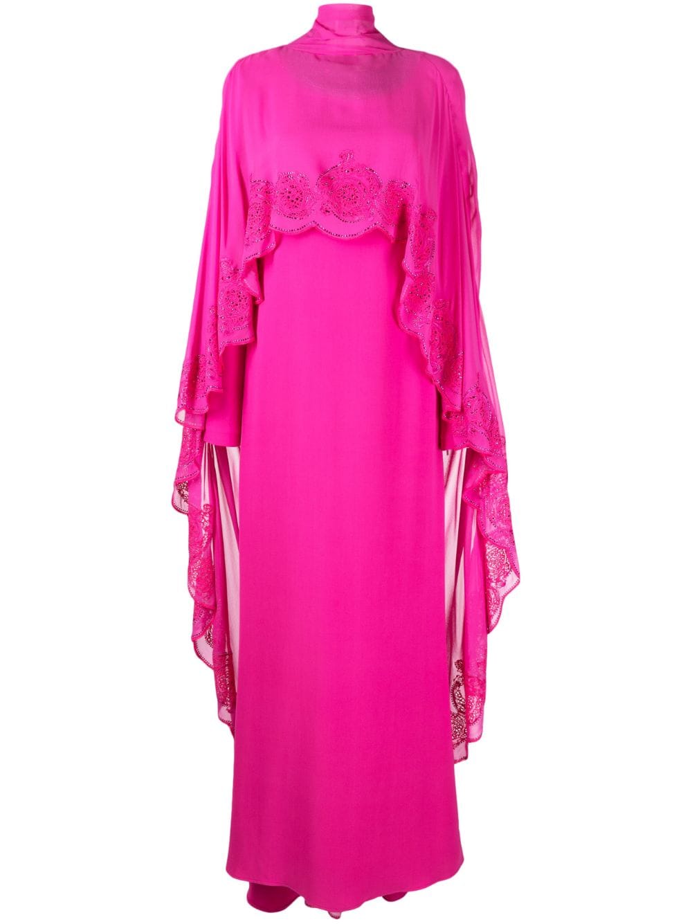 Versace Greca rhinestone-embellishment cape silk dress - Pink von Versace