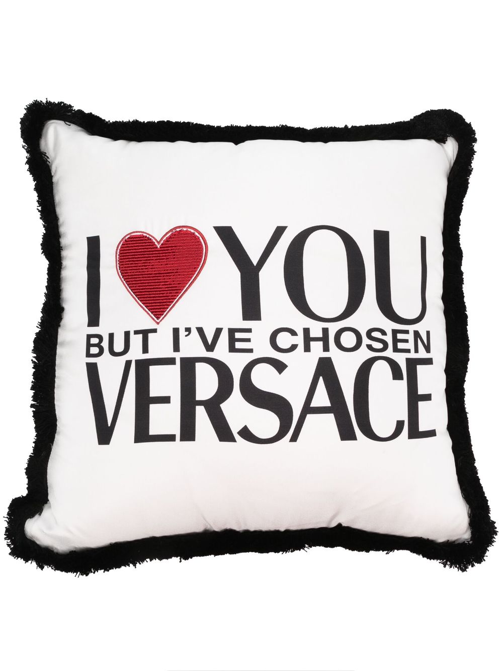 Versace I Love You But print cushion - White von Versace