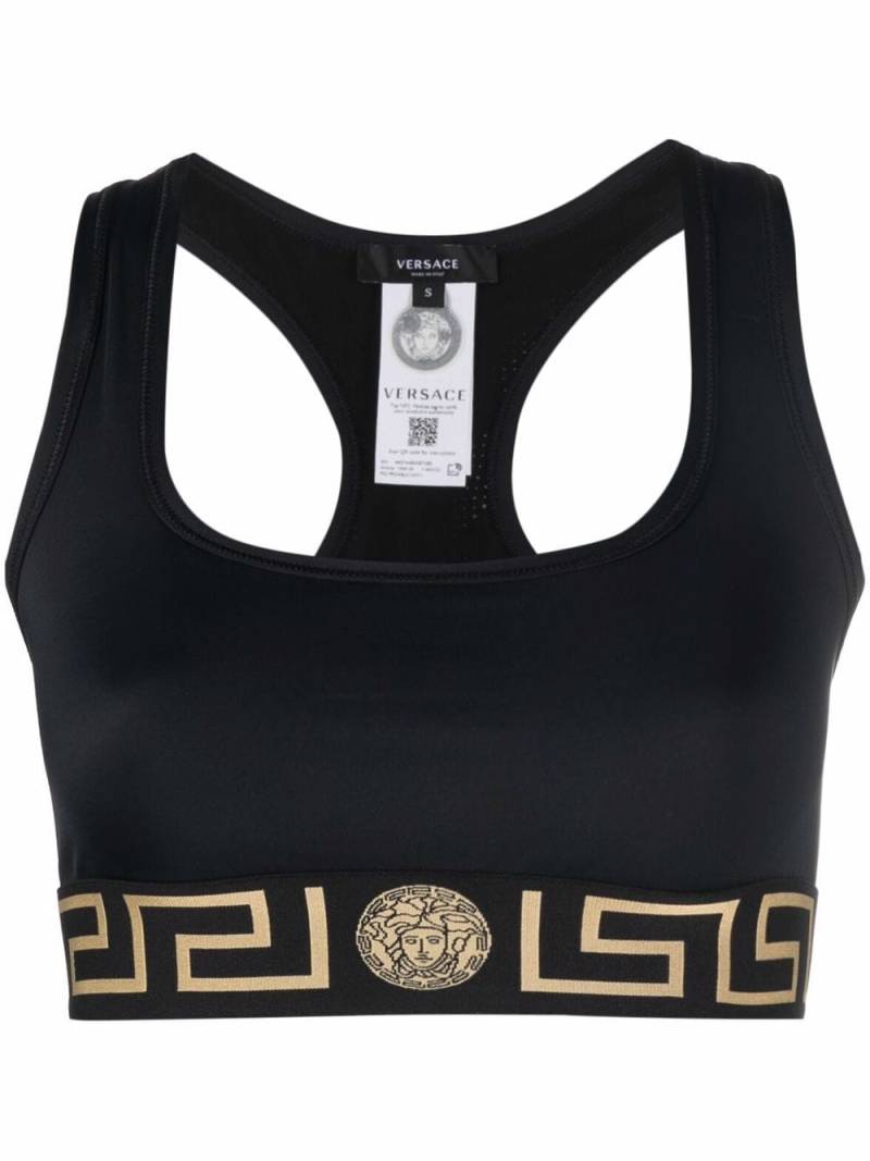 Versace La Greca cropped sports bra - Black von Versace