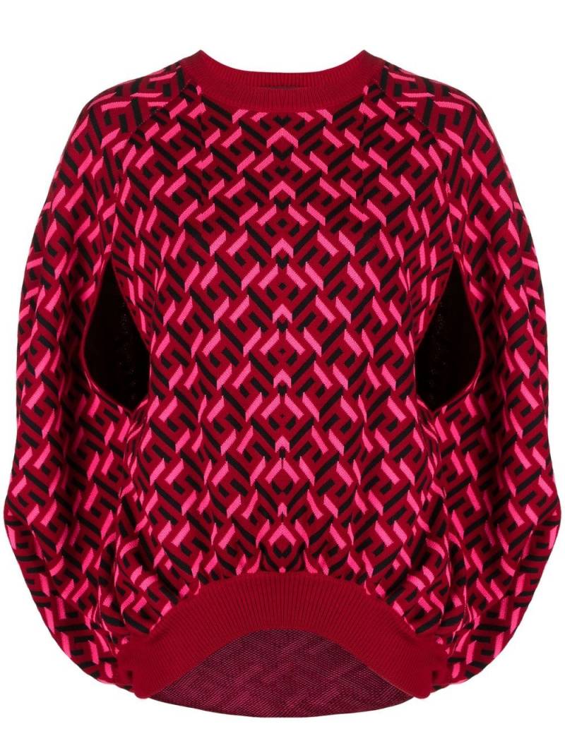 Versace La Greca jacquard cape - Red von Versace