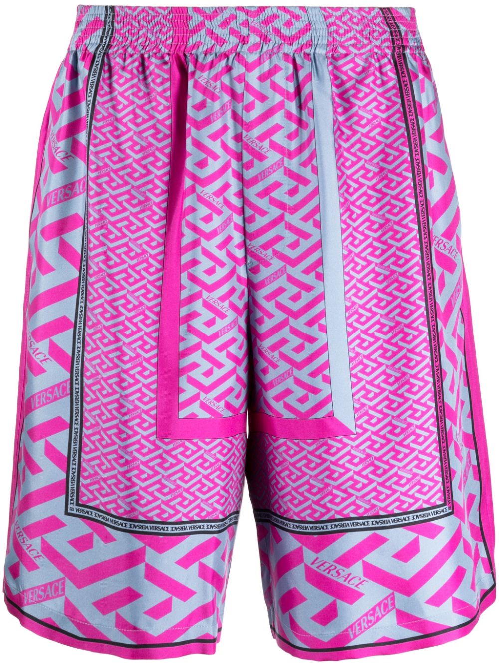 Versace La Greca panelled-print Bermuda shorts - Pink von Versace