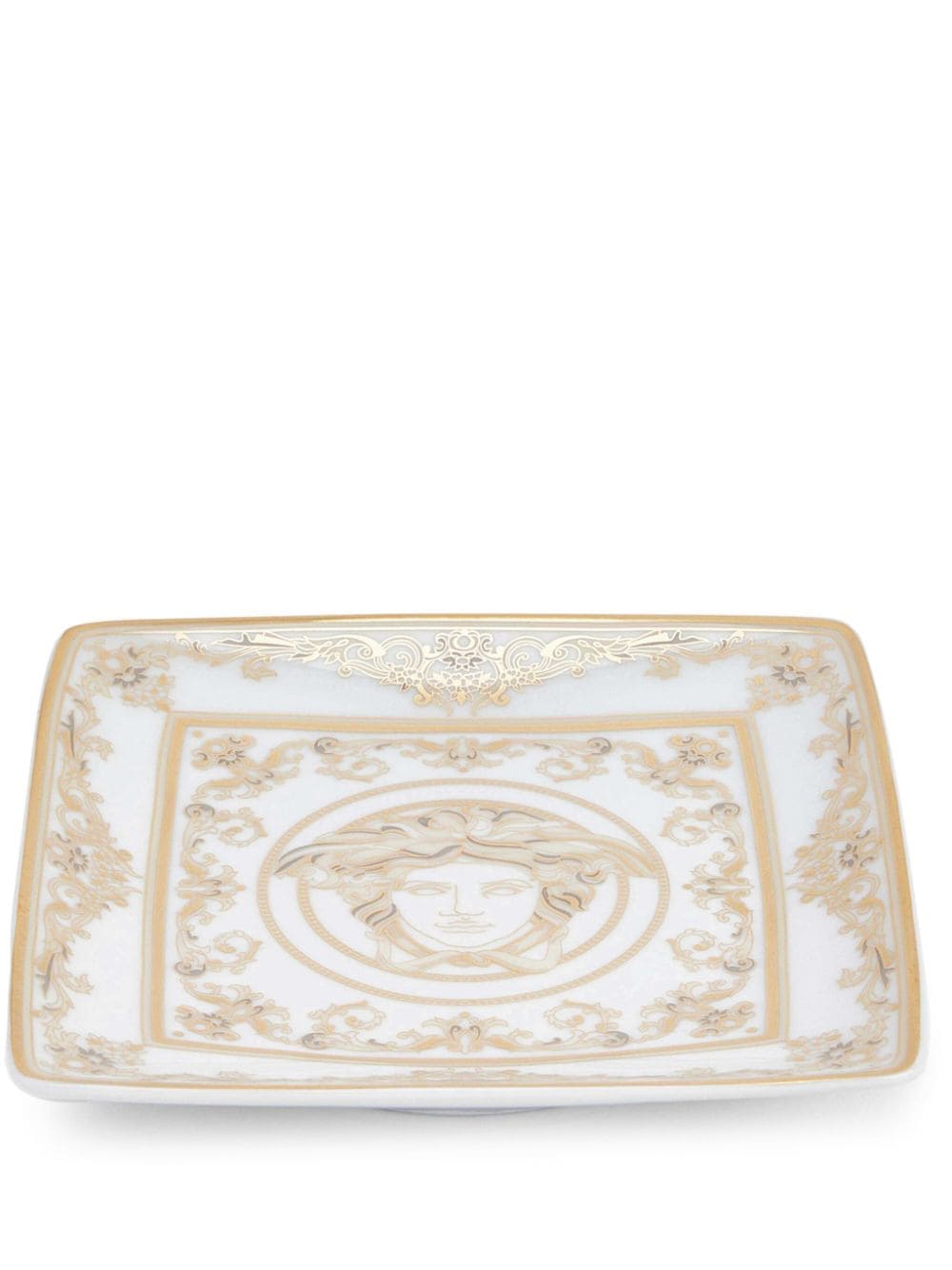 Versace Medusa Gala square porcelain plate (12cm) - White von Versace