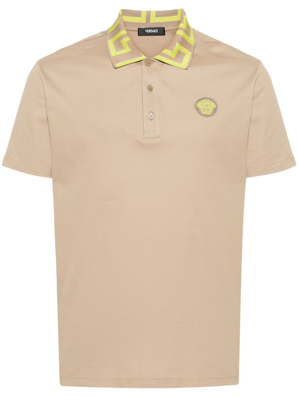 Versace Medusa Greca two-tone cotton polo shirt - Neutrals von Versace