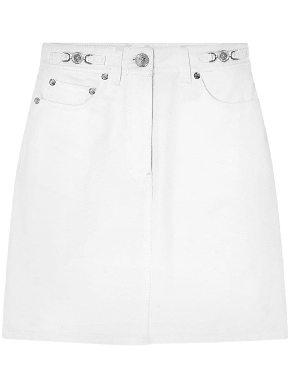 Versace Medusa Head button denim skirt - White von Versace