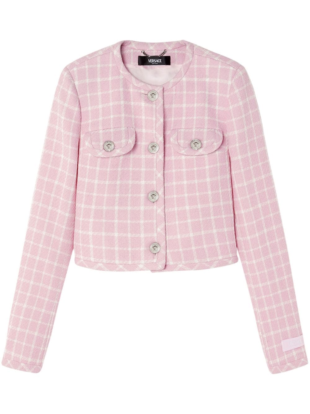 Versace Medusa Head-buttons checked cropped jacket - Pink von Versace