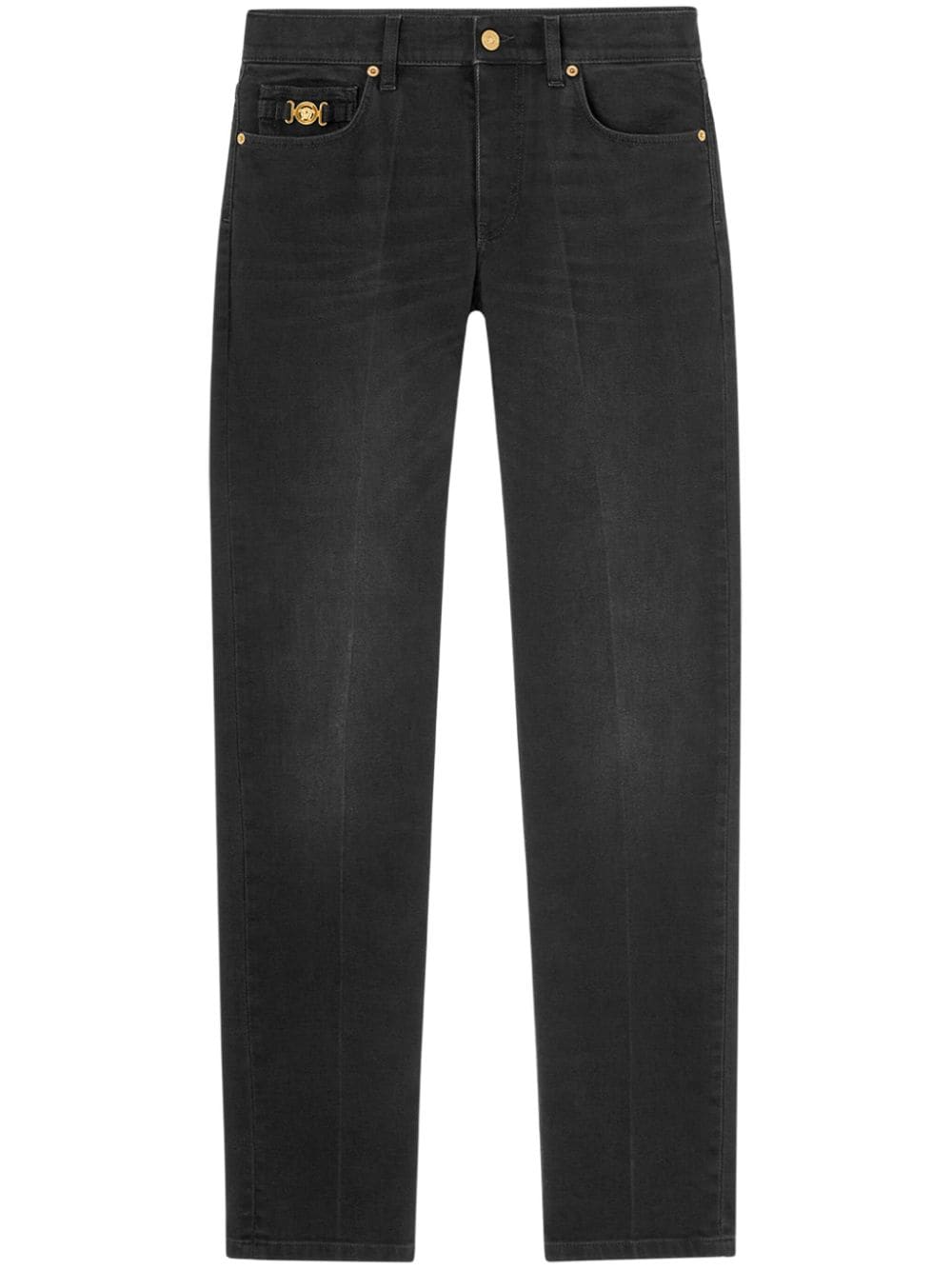 Versace Medusa Head-embellished mid-rise slim-fit jeans - Black von Versace