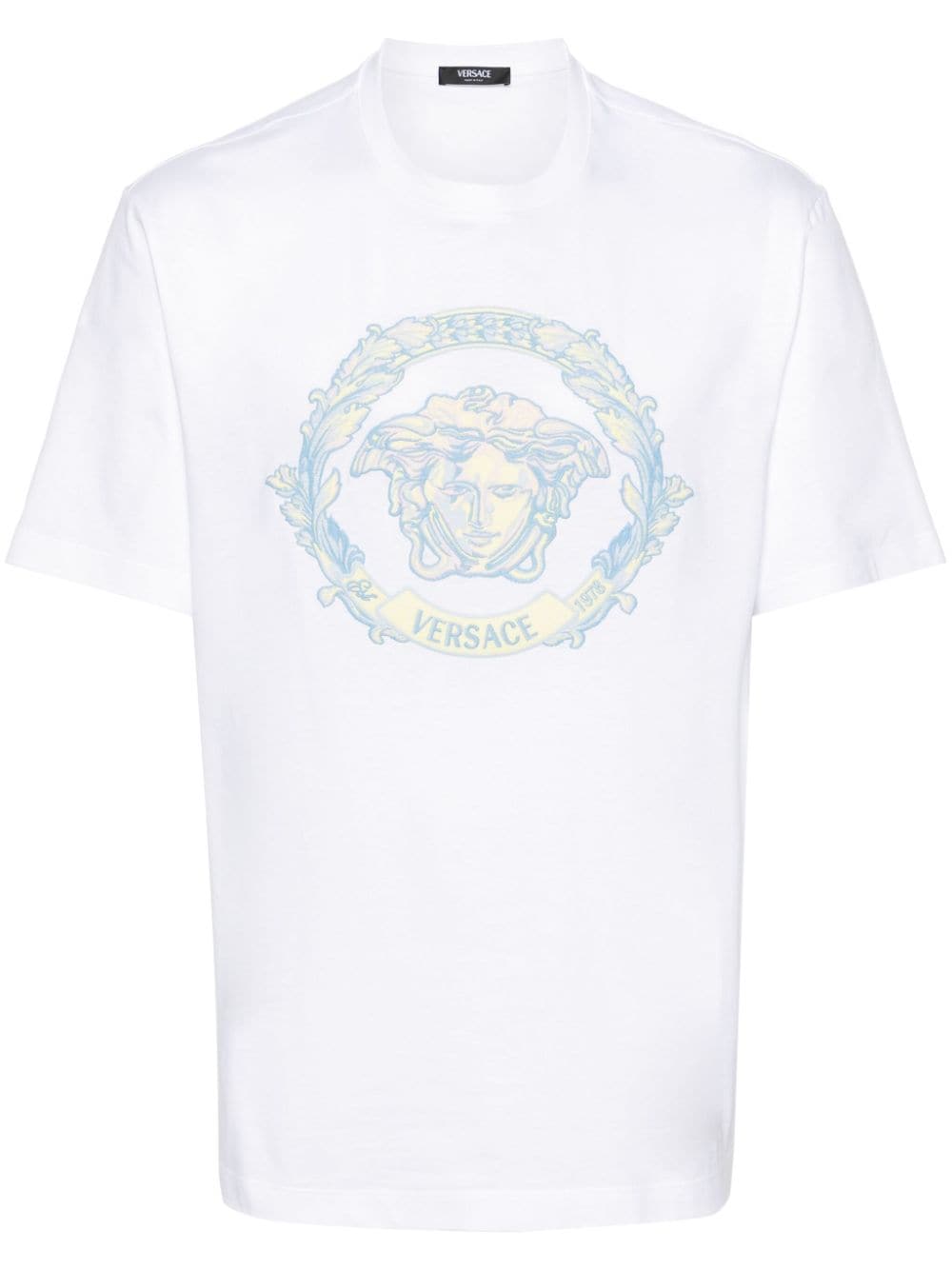 Versace Medusa Head-embroidered cotton T-shirt - White von Versace