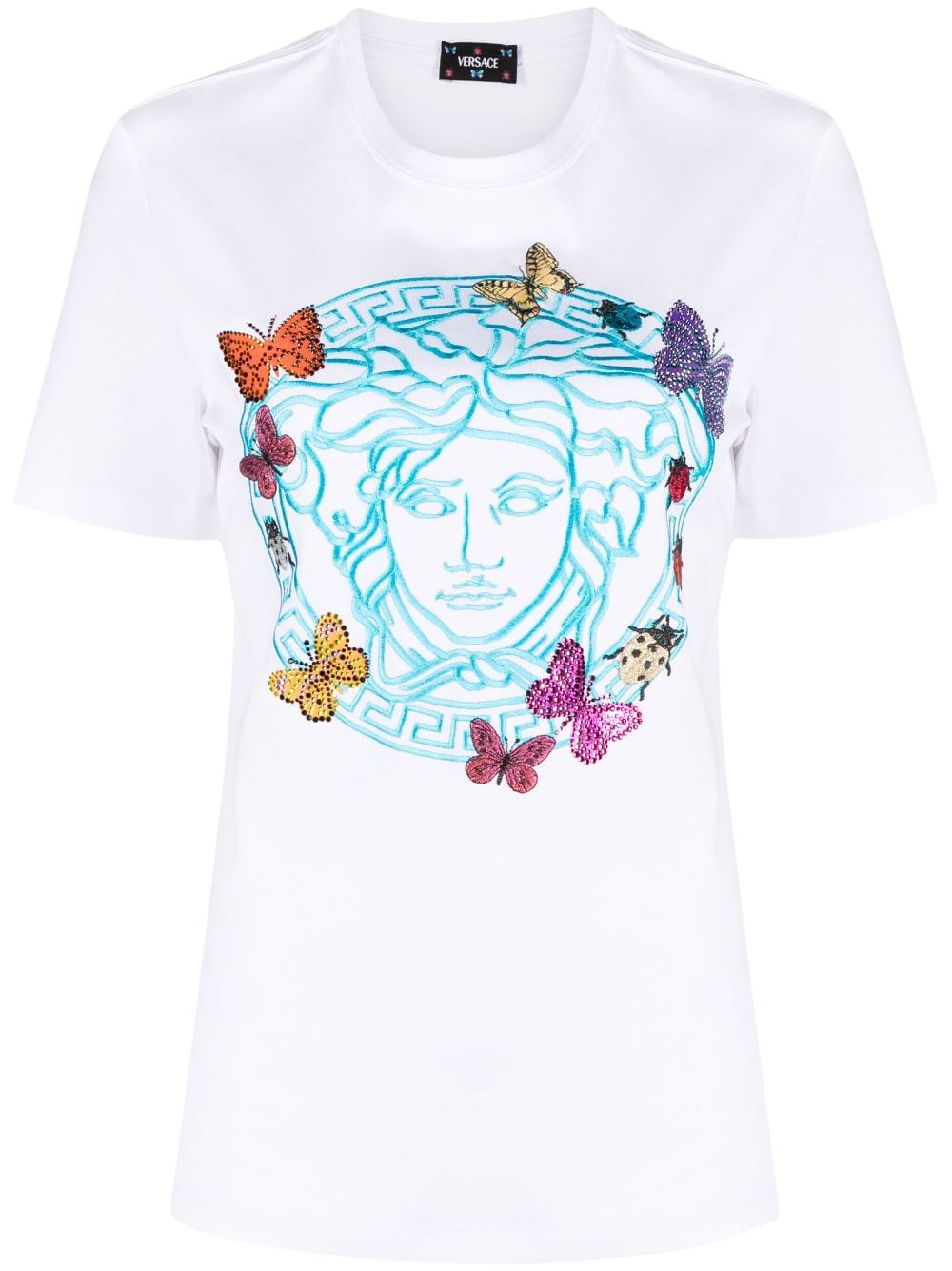 Versace Butterflies Medusa crystal-embellished T-Shirt - White von Versace