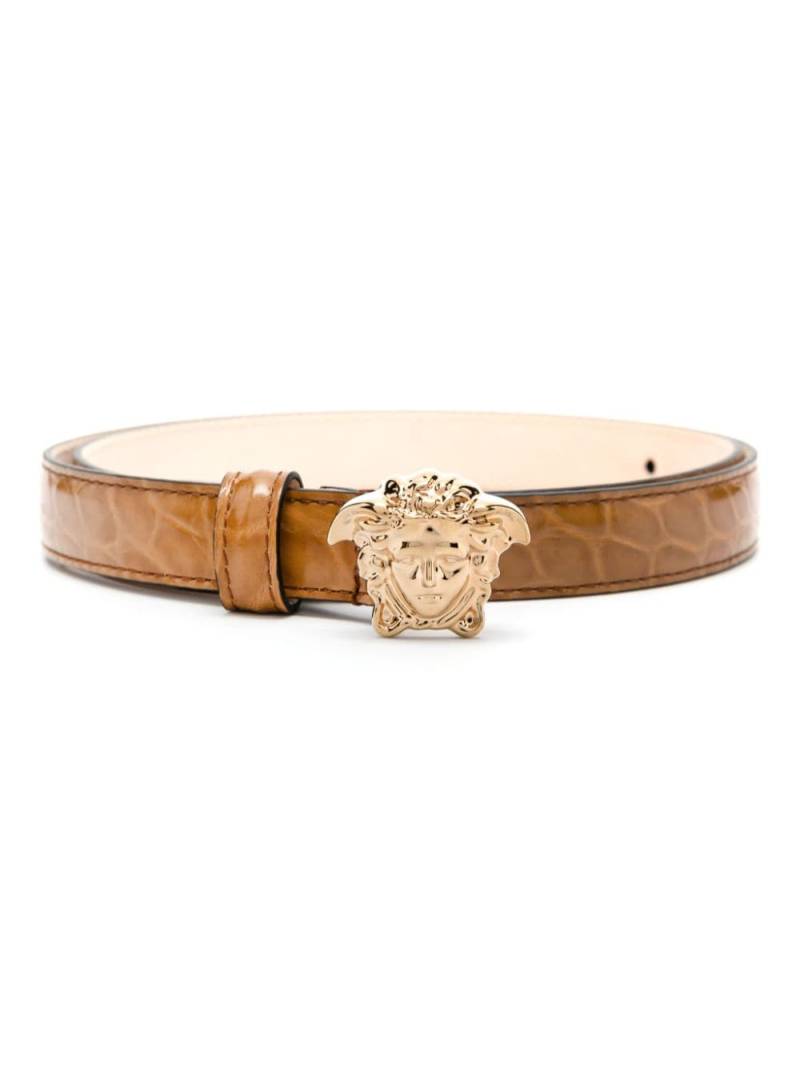 Versace La Medusa crocodile-embossed leather belt - Brown von Versace