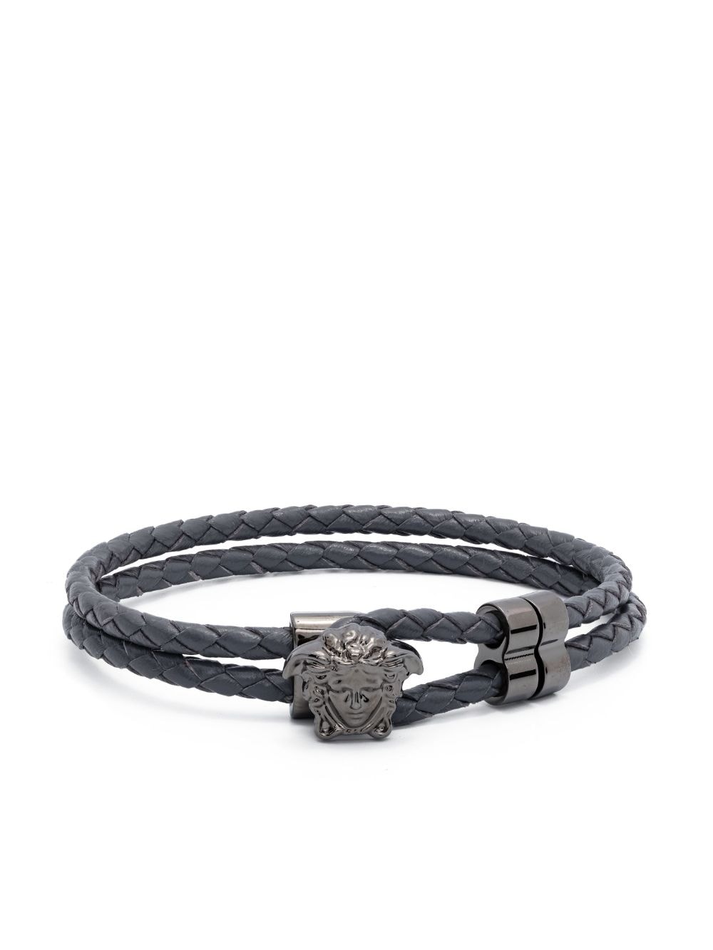 Versace Medusa braided leather bracelet - Grey von Versace