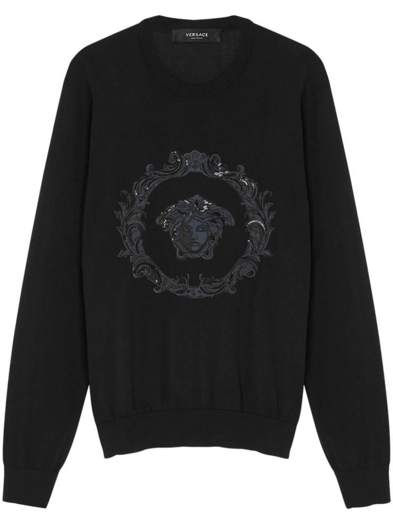 Versace Medusa-embroidered cotton-silk sweatshirt - Black von Versace
