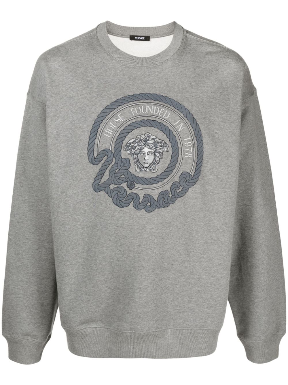 Versace Medusa-embroidered cotton sweatshirt - Grey von Versace