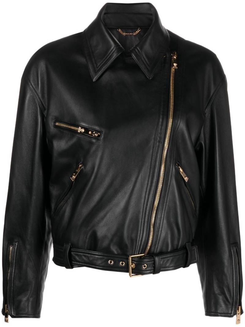 Versace leather biker jacket - Black von Versace