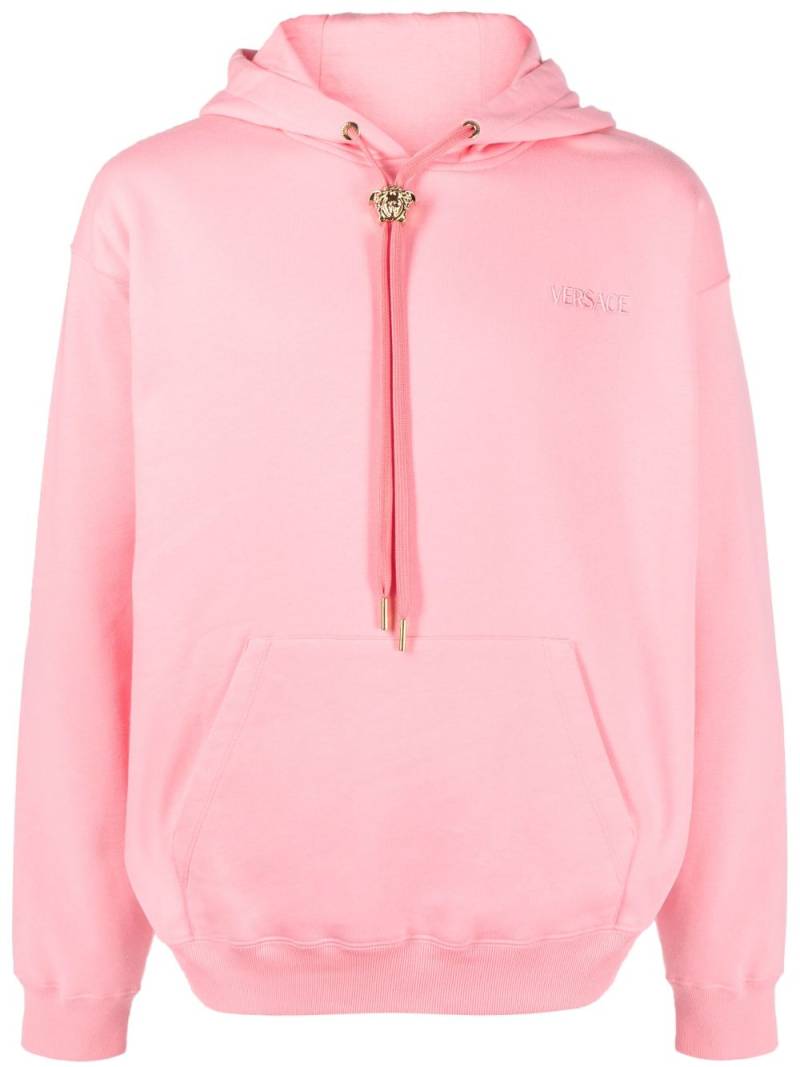 Versace Medusa logo-embroidered cotton hoodie - Pink von Versace