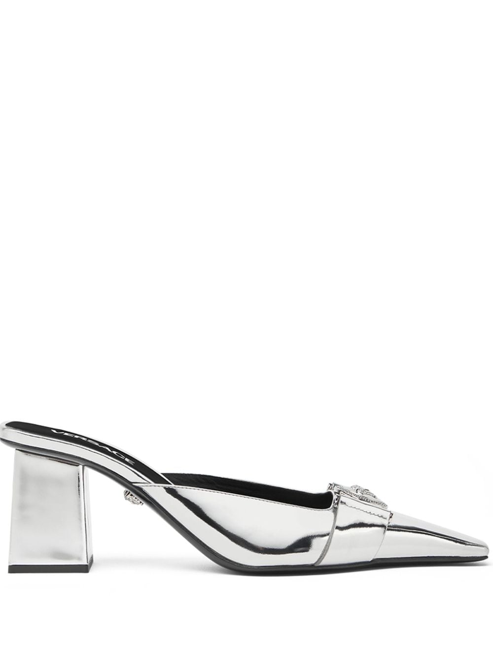 Versace Medusa metallic-effect leather mules - Silver von Versace