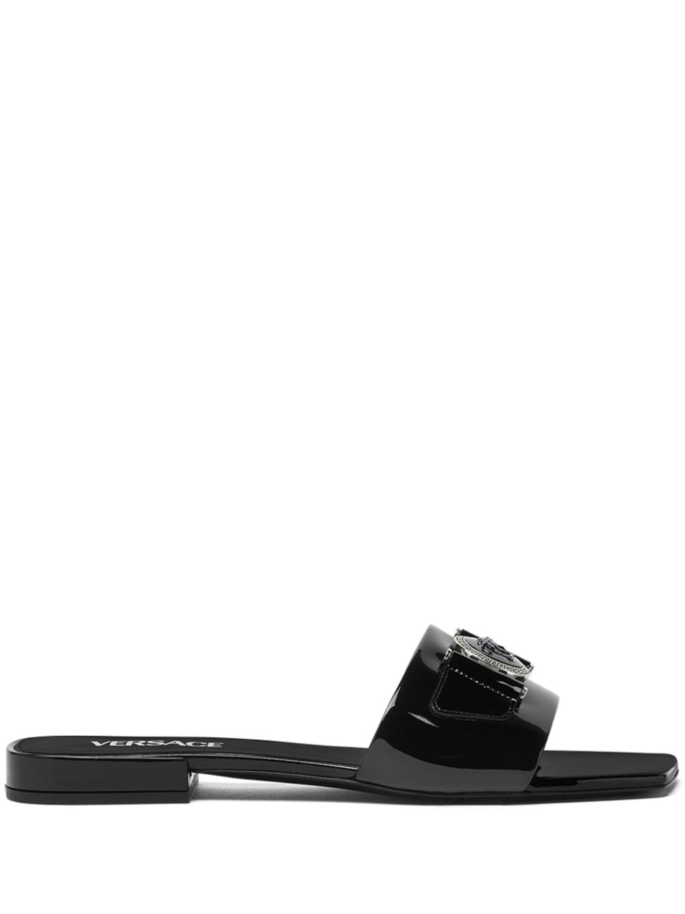 Versace Medusa patent-finish leather sandals - Black von Versace