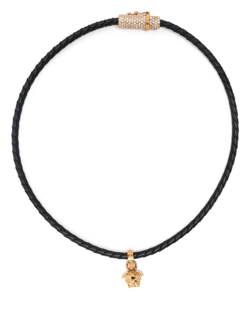 Versace Medusa pendant leather necklace - Black von Versace