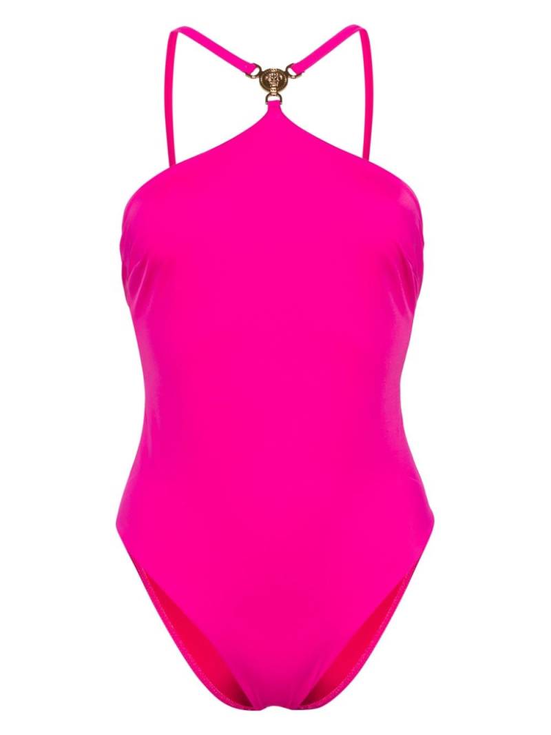 Versace Medusa-plaque halterneck swimsuit - Pink von Versace