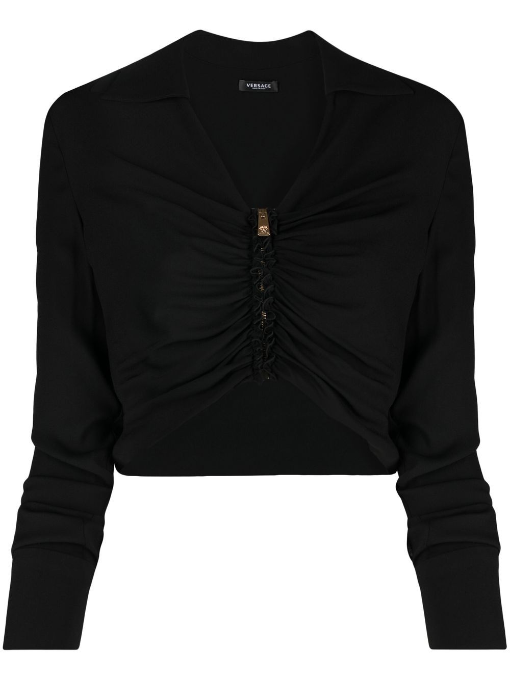 Versace Medusa ruched cropped shirt - Black von Versace