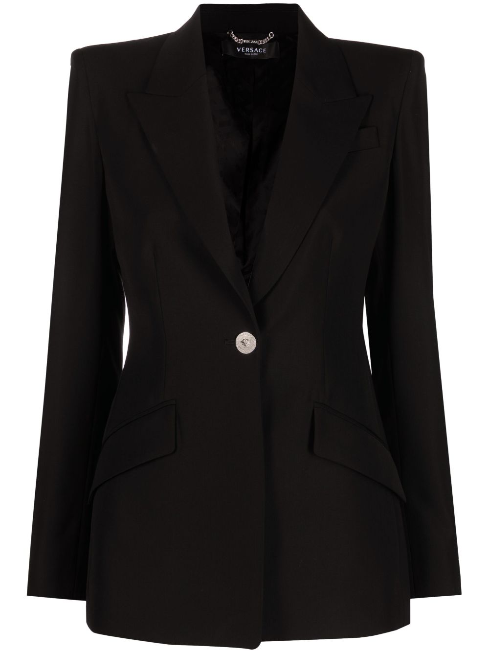 Versace single-breasted wool blazer - Black von Versace