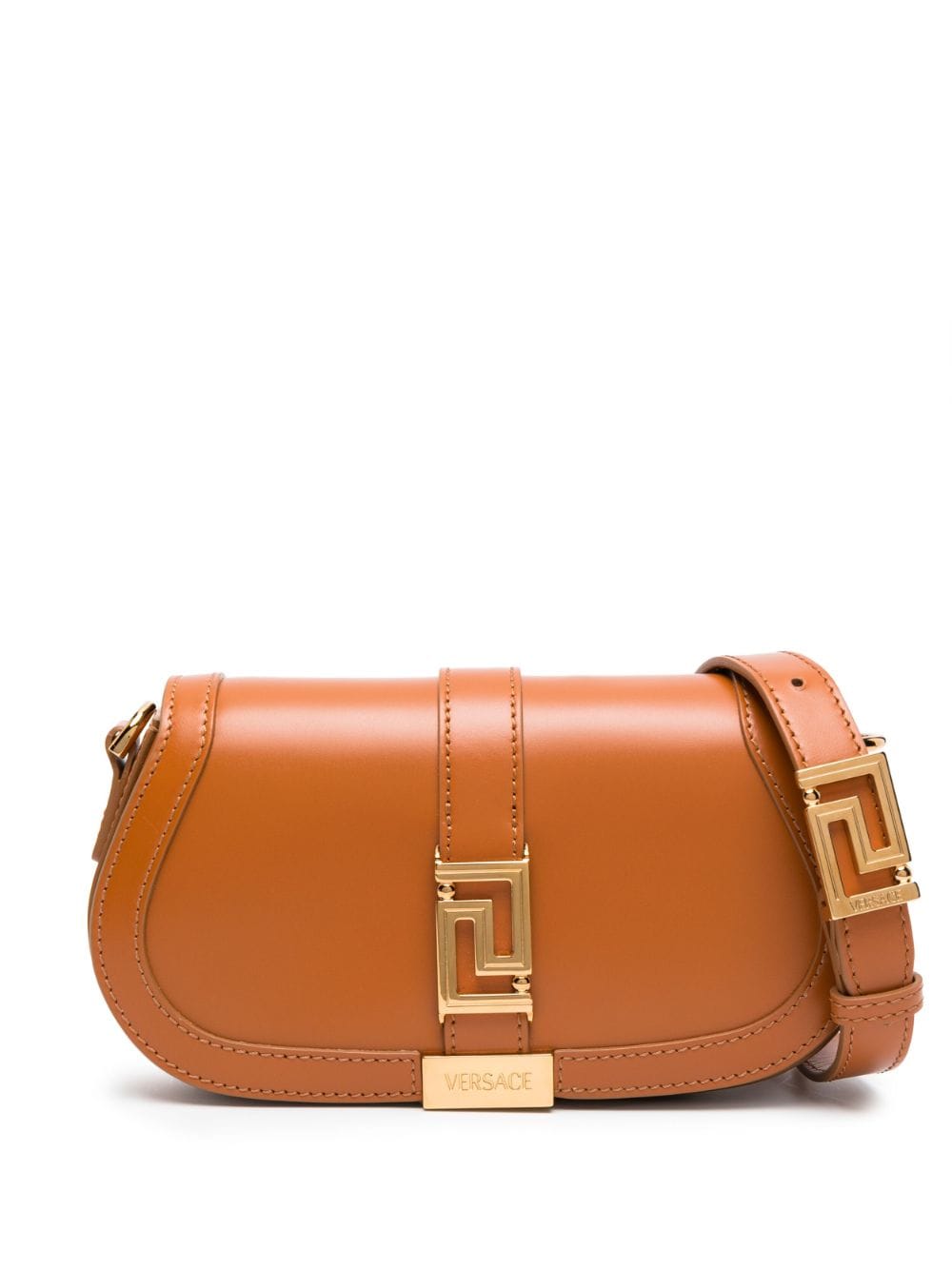 Versace Mini Greca Goddess leather shoulder bag - Brown von Versace