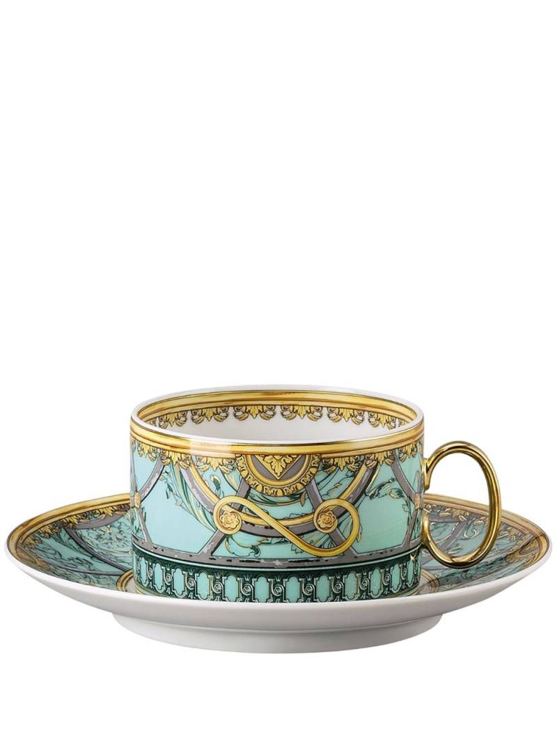 Versace Scala del Palazzo teacup and saucers (set of 6) - Green von Versace