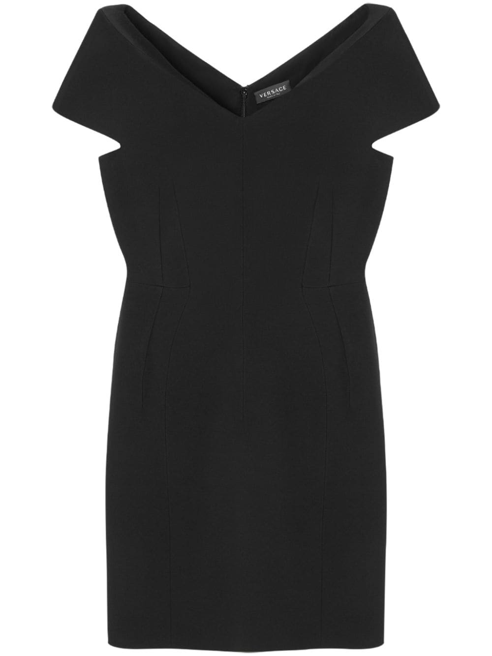 Versace Sculptural V-neck minidress - Black von Versace