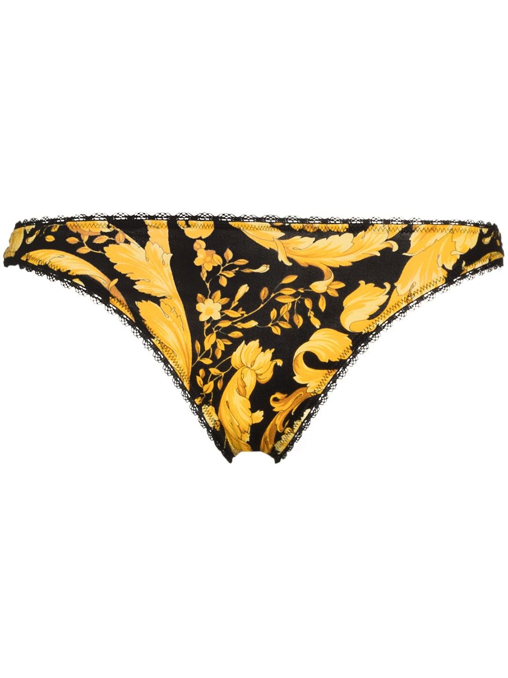 Versace Barocco stretch-cotton thong - Black von Versace