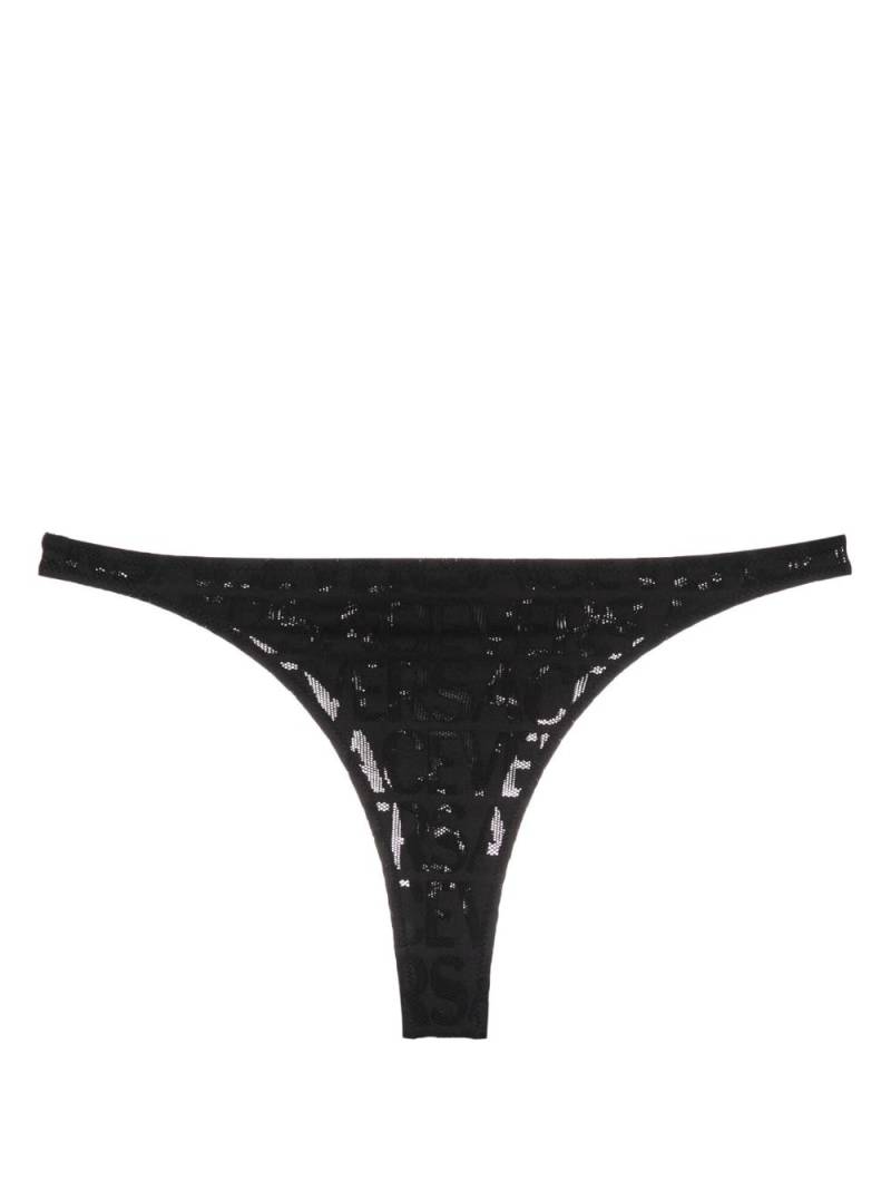 Versace Versace Allover jacquard mesh thong - Black von Versace