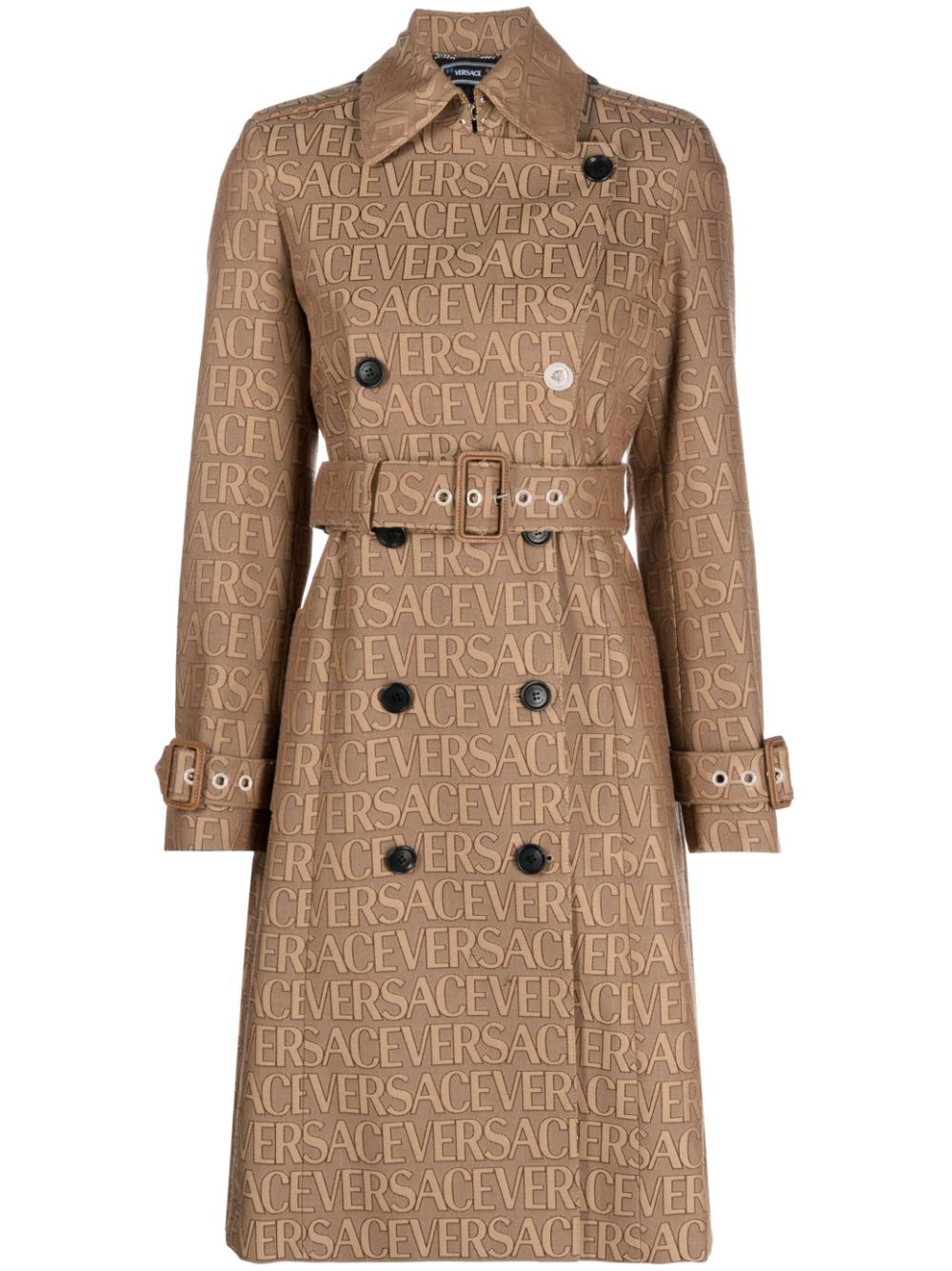 Versace Versace Allover-jacquard trench coat - Brown von Versace