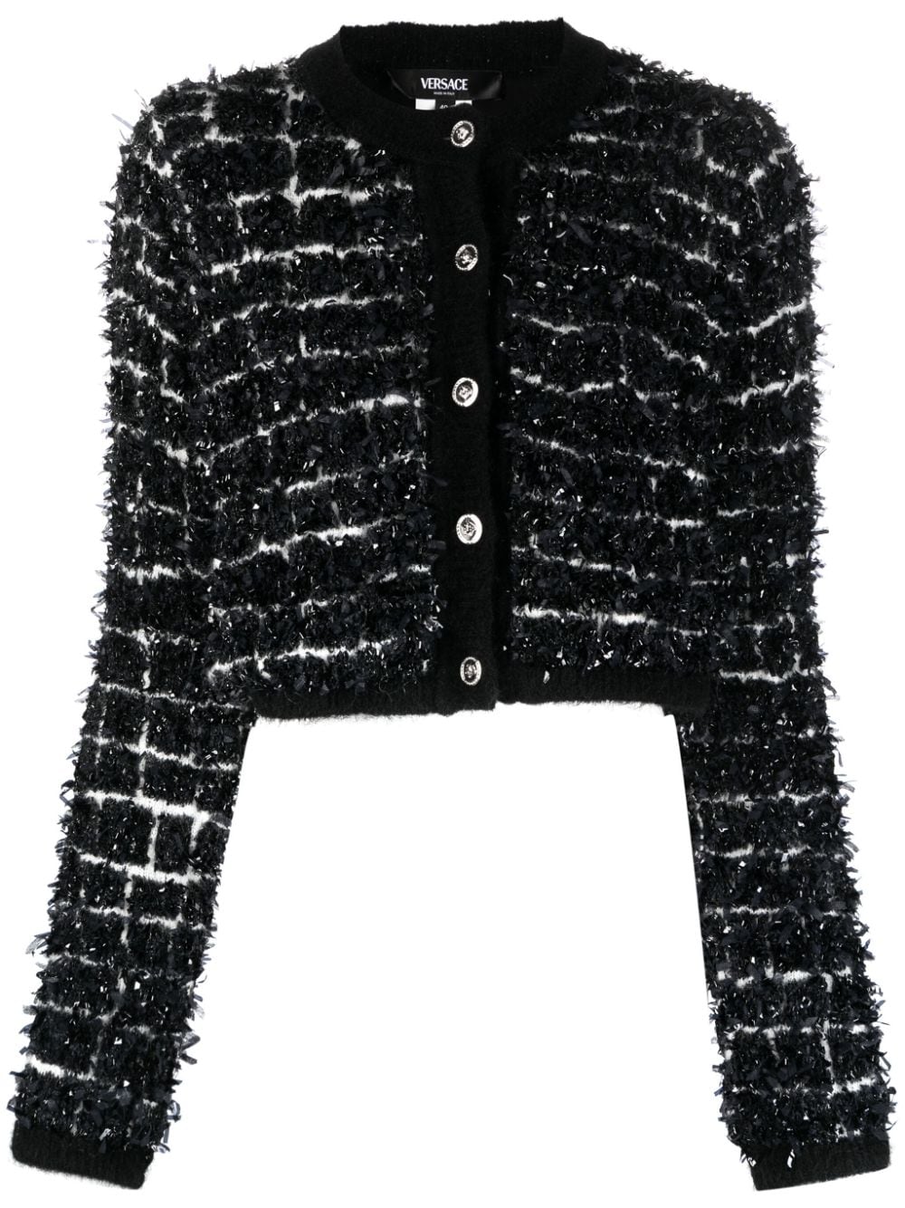 Versace abstract-print brushed cardigan - Black von Versace